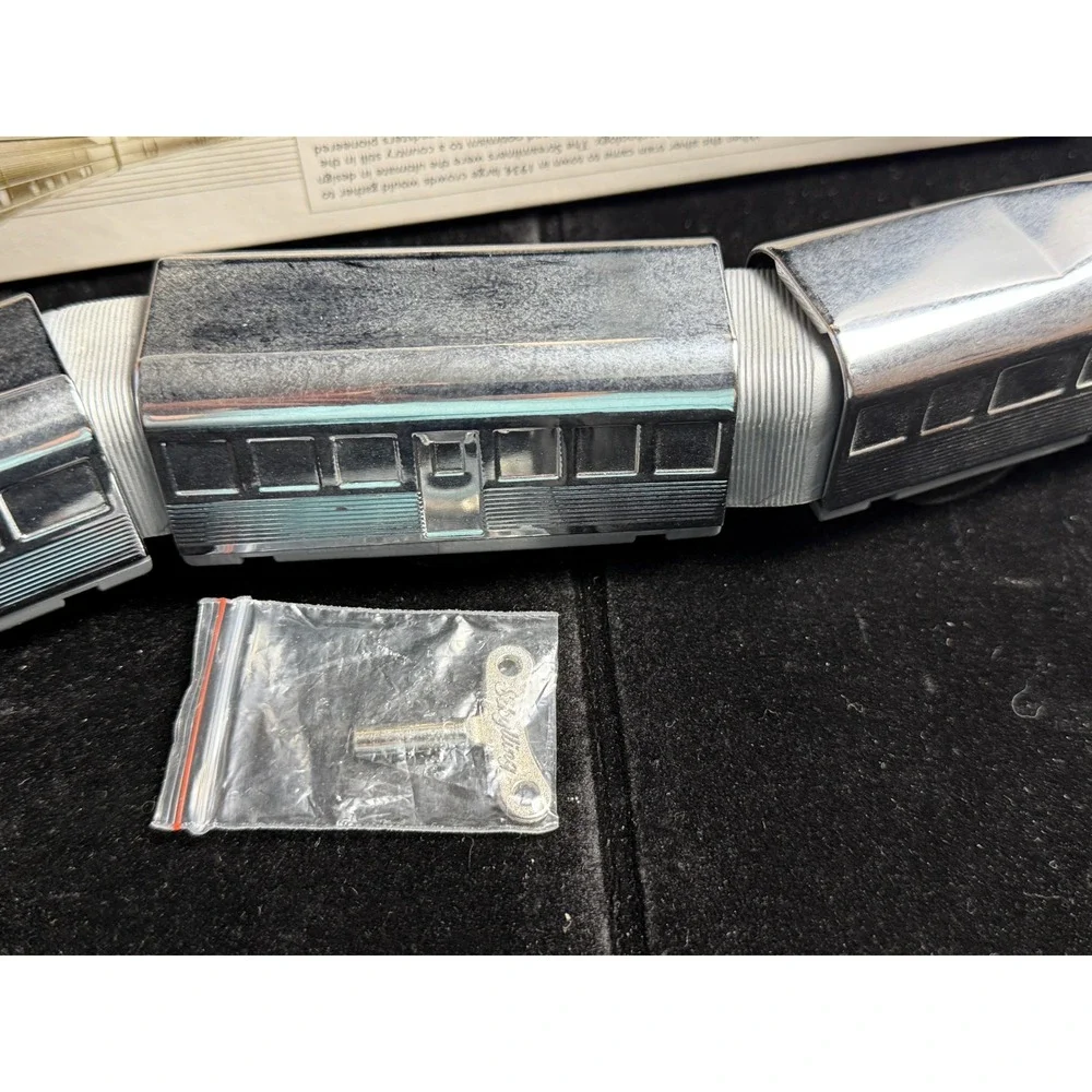 Schylling Streamliner Three Car Wind-Up Train-Chrome Plated, Tin Collector Toy